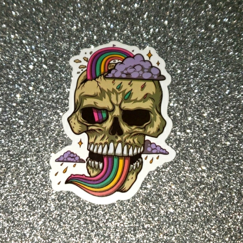 Art GOTHIC PASTLE skull vomit rainbows waterproof sticker